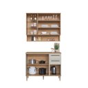Ver imagem 7 de Cozinha Compacta Modulada 4 Peças com Tampo 1,20m e Nicho Decorativo Isabelle Bege/Freijó/Arenas