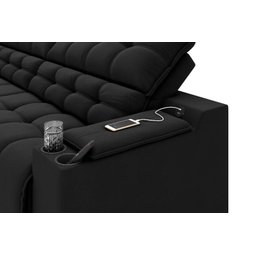 Sofá Connect Premium 2,00m Assento Retrátil/reclinável com Porta Copos e Entrada Usb Suede Preto - 2