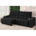 Ver imagem 1 de Sofá Connect Premium 2,00m Assento Retrátil/reclinável com Porta Copos e Entrada Usb Suede Preto