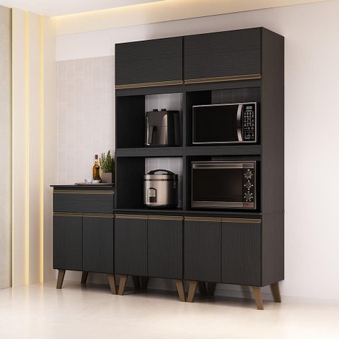 Armário de Cozinha Compacta Atlanta Contour Carraro Preto Touch