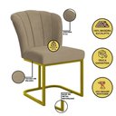 Ver imagem 3 de Kit 2 Cadeiras Poltrona Flor Pés Metal Dourado Mesa Quarto Cozinha Cor:capuccino