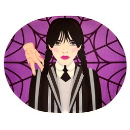 Tapete Para Quarto Estampado Oval Wandinha Roxo 80cm x 70cm - Base Antiderrapante DOURADOS ENXOVAIS - 2