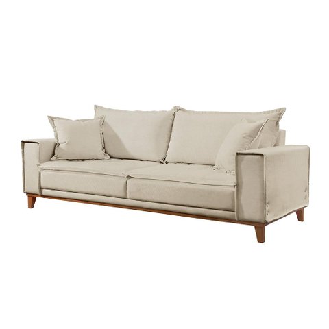 Sofá Aquiles 1,60m Linho Bege Claro