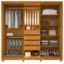 Ver imagem 5 de Guarda-Roupa Casal 3 Portas 1 Porta Reflecta com LED com Pés 100% MDF Royale Marrom/Marrome/Off White