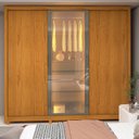 Ver mais imagens de Guarda-Roupa Casal 3 Portas 1 Porta Reflecta com LED com Pés 100% MDF Royale Marrom/Marrome/Off White