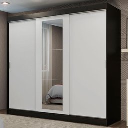 Guarda-roupa Casal Madesa Kansas 3 Portas de Correr com Espelho 3 Gavetas - 1 Guarda-roupa Casal Madesa Kansas 3 Portas de Correr com Espelho 3 Gavetas - 1