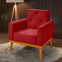 Ver imagem 1 de Poltrona Florença Base em Madeira Maciça Veludo Vermelho