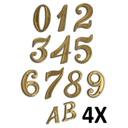 Kit 4 Números Residenciais 0 ao 9 Dourado Mill - 1