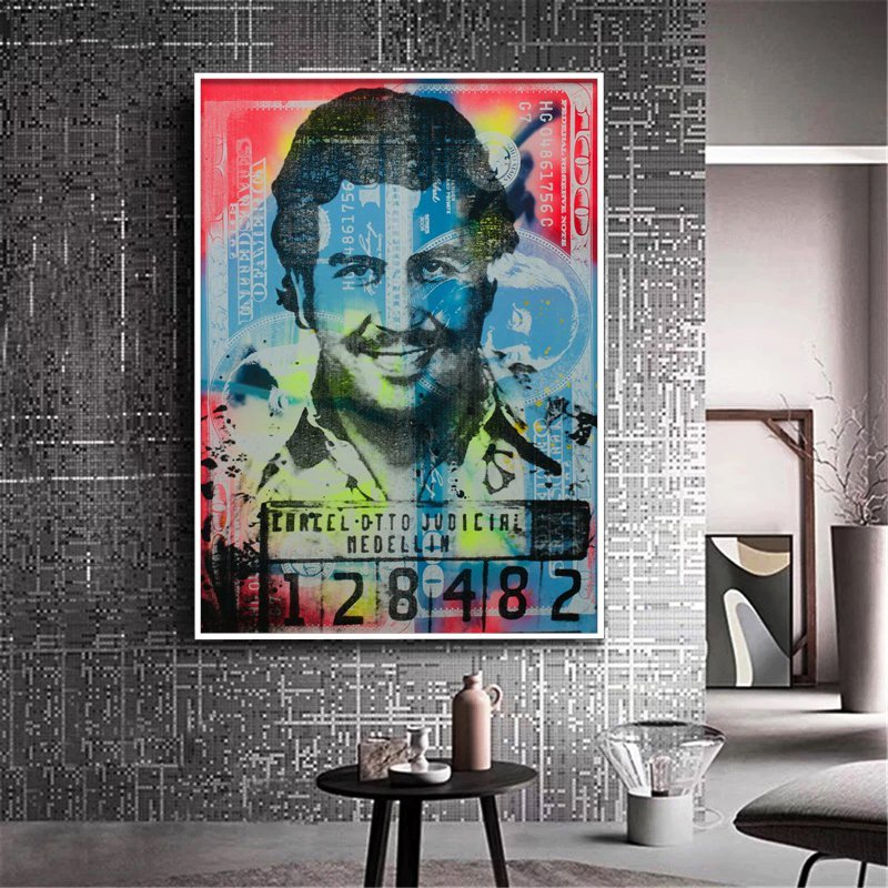 Quadro Pablo Escobar Procurado:90x60 cm/BORDA INFINITA