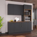 Ver imagem 1 de Armário de Cozinha Modulada Compacta Nara 10 Portas 100% MDF 190cm Chumbo Fidelita Móveis 3 Peças