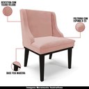 Ver mais imagens de Kit 4 Cadeiras Decorativas Sala de Jantar Base Fixa de Madeira Firenze Veludo Rosê/preto G19