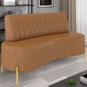 Ver imagem 2 de Sofá 2 Lugares 160cm Pés Aço Dourado Tamar Sintético Camel Z08 - Mpozenato