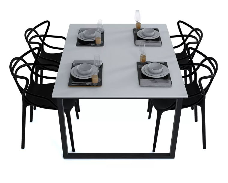 Mesa de Jantar Estilo Industrial C/ Cadeira Allegra 4 Unidades