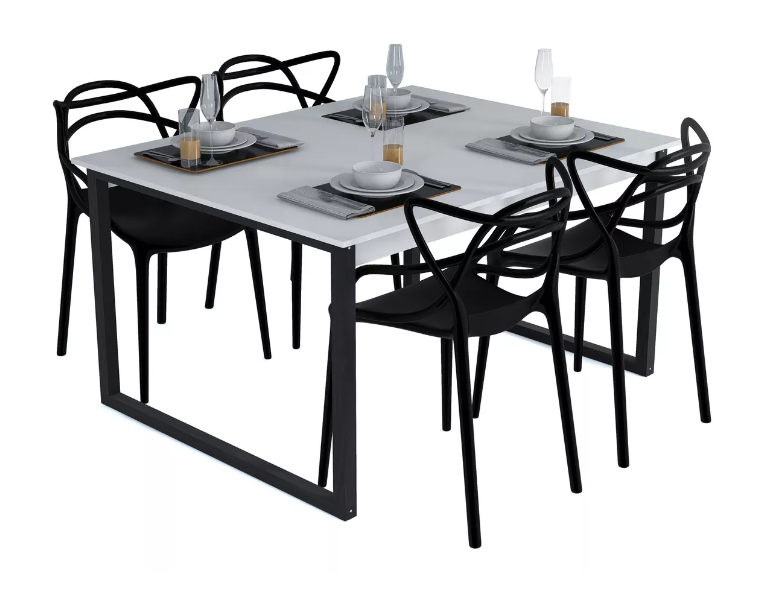 Mesa de Jantar Estilo Industrial C/ Cadeira Allegra 4 Unidades - 2