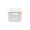 Ver imagem 2 de Cesto Caixa Organizadora Rattan de Plástico Resistente Médio com Tampa Capacidade 8 Litros Cor: