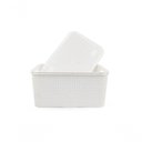 Ver imagem 4 de Cesto Caixa Organizadora Rattan de Plástico Resistente Médio com Tampa Capacidade 8 Litros Cor: