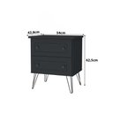 Ver imagem 3 de Mesa de Cabeceira Industrial 54cm 2 Gavetas e Pés 100% Mdf Cor:grafitto