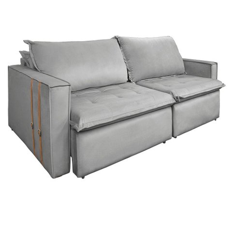 Sofá Retrátil Reclinável 3 Lugares 230 Cm México Veludo Cinza K01 - D'Rossi