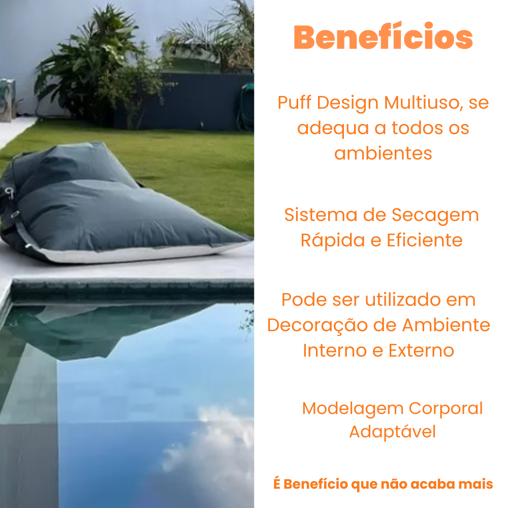 Puff Almofada Gigante Poltrona Encosto Assento Decorativo Retangular Lounge Deck Área Gourmet - 4