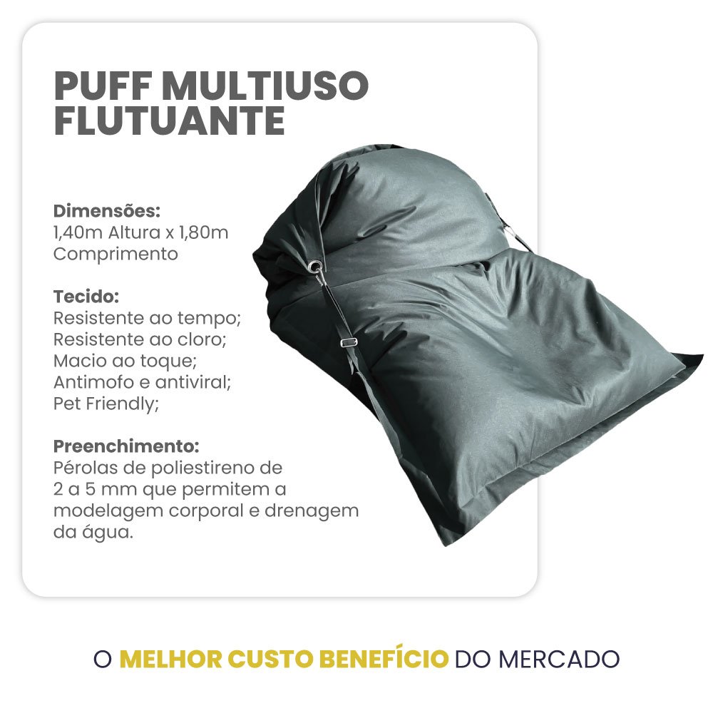 Puff Almofada Gigante Poltrona Encosto Assento Decorativo Retangular Lounge Deck Área Gourmet - 7