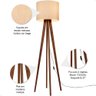 Luminária de Chão Madri com Pés de Madeira e Tecido Mônaco Bege 158cm - 4