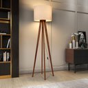 Ver imagem 2 de Luminária de Chão Madri com Pés de Madeira e Tecido Mônaco Bege 158cm