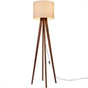 Ver imagem 1 de Luminária de Chão Madri com Pés de Madeira e Tecido Mônaco Bege 158cm