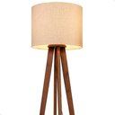 Ver imagem 3 de Luminária de Chão Madri com Pés de Madeira e Tecido Mônaco Bege 158cm