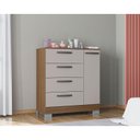 Ver imagem 6 de Cômoda 868 4 Gavetas e 1 Porta com Guarda Roupa Solteiro Córdoba 4 Portas Castanho Off White - Poque