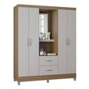 Ver imagem 5 de Cômoda 868 4 Gavetas e 1 Porta com Guarda Roupa Solteiro Córdoba 4 Portas Castanho Off White - Poque