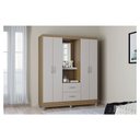 Ver imagem 7 de Cômoda 868 4 Gavetas e 1 Porta com Guarda Roupa Solteiro Córdoba 4 Portas Castanho Off White - Poque