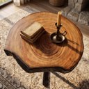 Ver imagem 5 de Mesa de Centro Rústica Madeira Queimada Shou Sugi Ban Borda Viva