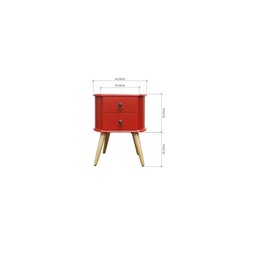 Kit 2 Mesas de Cabeceira Gavetas Retrô Pés Palitos Madeira:vermelho - 4