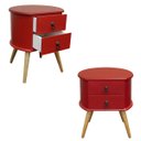 Ver imagem 2 de Kit 2 Mesas de Cabeceira Gavetas Retrô Pés Palitos Madeira:vermelho