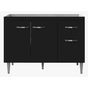 Balcão de Pia 3 Portas Gabriela 120 Cm Preto sem Tampo Ajl