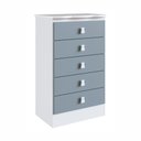 Ver imagem 1 de Cômoda Infantil Percasa Ursinho 5 Gavetas 56cm Largura MDP 15mm Azul Corrediças Telescópicas