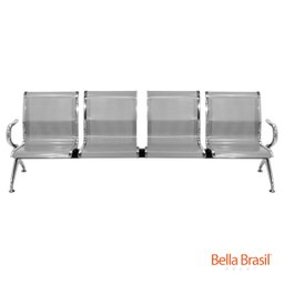 Cadeira Longarina Cromada 4 Lugares 126 - Bella Brasil Decor - 2