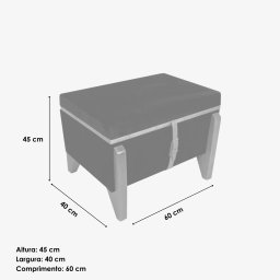 Puff Baú Retangular Linho Claro Cinza 60x40 Cm Organizador - 9