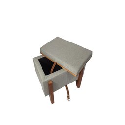 Puff Baú Retangular Linho Claro Cinza 60x40 Cm Organizador - 8