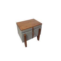 Puff Baú Retangular Linho Claro Cinza 60x40 Cm Organizador - 4