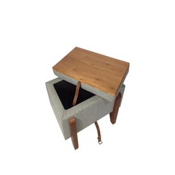 Puff Baú Retangular Linho Claro Cinza 60x40 Cm Organizador - 5