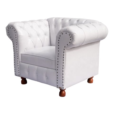 Poltrona Luiz Xv Chesterfield Capitone Corano Branco