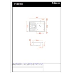 Pia Inox Fabrinox PSD800D 80x52cm, cuba direita, kit completo - 2