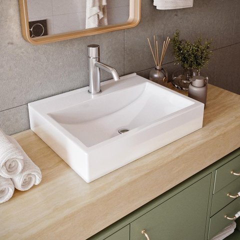 Cuba de Sobrepor Pia Lavabo Banheiro Apoio 35 X 39cm Ágata Acabamento Brilhante