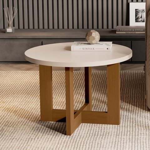 Mesa de Centro Jb 8001 Apoio Redonda Mesinha Centro Decorativa de Sala Sofá Puff Casa Porta Objetos