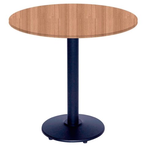 Mesa Zeta Ferro Preto 75 Cm (alt) Disco Redondo Tampo Mdp Redondo 70 Cm Larg X 2,5 Cm (alt) Noce Nat