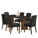 Ver imagem 2 de Conjunto Sala de Jantar Tampo de Madeira 6 Cadeiras Rustic/preto/oxford York Madesa