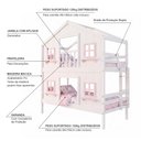Ver imagem 5 de Beliche Infantil Casinha Dos Sonhos com Fechamento Inferior em Madeira Maciça Branco/Rosa
