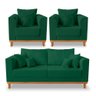Kit Sofá 3 Lugares e 2 Poltronas Beny Viena Para Recepção Suede Verde - Madeira Prima Deccor - 1