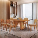 Ver imagem 2 de Mesa Carolina 180 Tampo Mdf Canto Copo 6 Cadeiras Copper Premium Moderna Mobilia